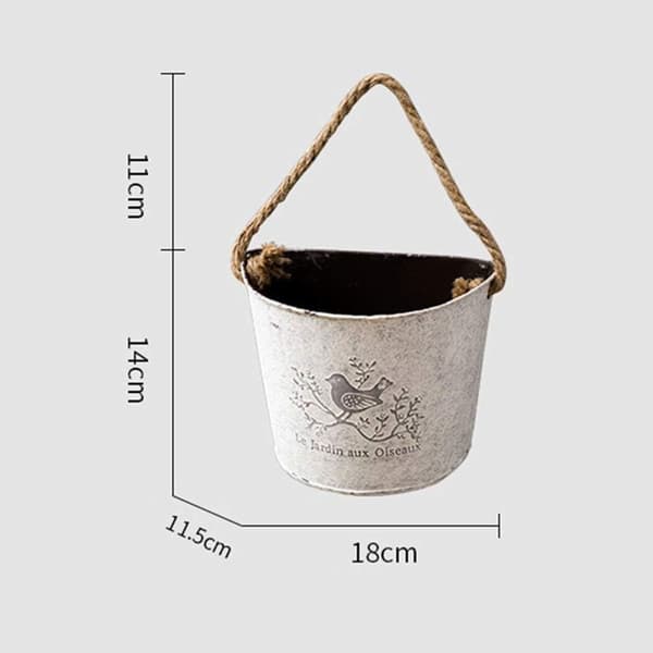 Metallic väggdekoration med hängande blomkruka för inomhusbruk