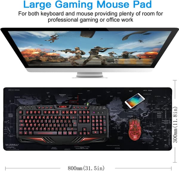 Gaming Mouse Pad, Large Mouse Pad Size 80x30CM 3MM Thickness, Non-Slip Computer Mouse Pad