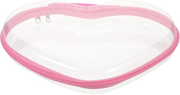 Hjerteformet reiseorganisatorveskesett i plast, rosa