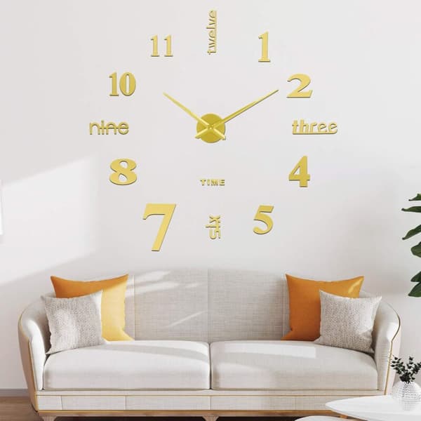 Modern design väggklocka - 60cm-120cm väggklocka - tyst DIY hemmakontor hotelldekoration (guld) KLB