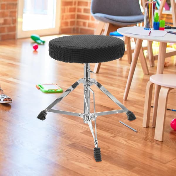2 stk runde stolsetetrekk for barkrakker, elastiske vaskbare stoltrekk i polyester