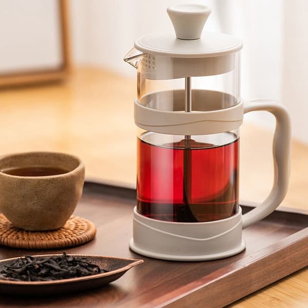 French Press Coffee Maker 12 Oz, White Coffee Press Tea Coffee Maker with Borosilicate Glass Cold Brew and Hot Brew Coffee