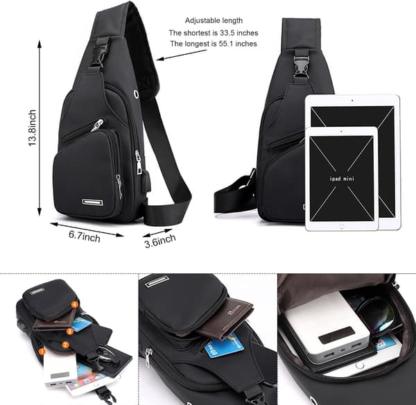Vandtæt Sling Bag Crossbody Rygsæk til Mænd Kvinder Sling
