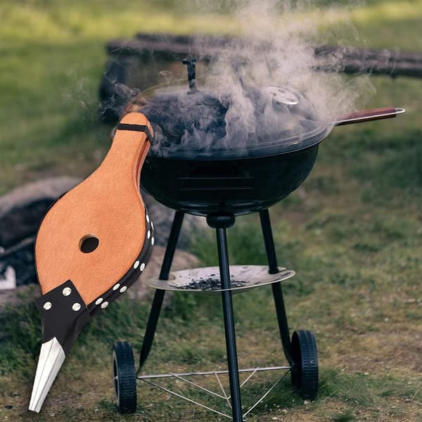 Bælg til pejs, grillbælg, luftblæser i træ, bælg til pejs, 37,7 x 13,7 cm