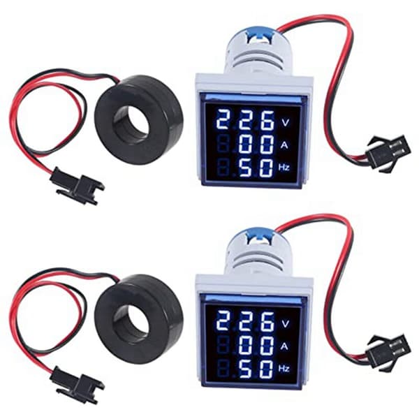 2 stk. Hertz strømspændingsmåler, digital voltmeter 3 i 1 22 mm amperemeter Hz-måler AC 60-500V strømfrekvensindikator