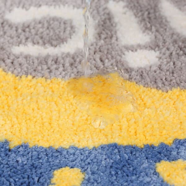 Happy Rainbow Bath Mat Semicircular Shower Room Doormat Flocking Microfiber Bath Mat Non-Slip Absorbent Foot Mat C