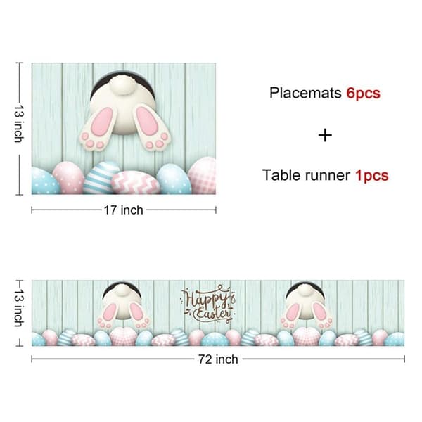 Easter tablecloth, bunny tail placemat, suitable for spring and Easter holiday decoration