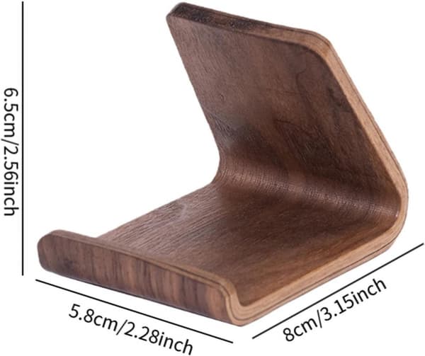 Solid Wood Cell Phone Holder, Desktop Smartphone Stand Wood Pattern 6 x 7 x 5.5 cm