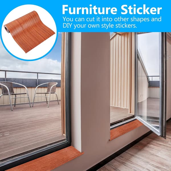 PVC Vinyl Wood Grain Wall Decal Self-Adhesive Peel and Stick Wallpaper Large Walnut Pattern