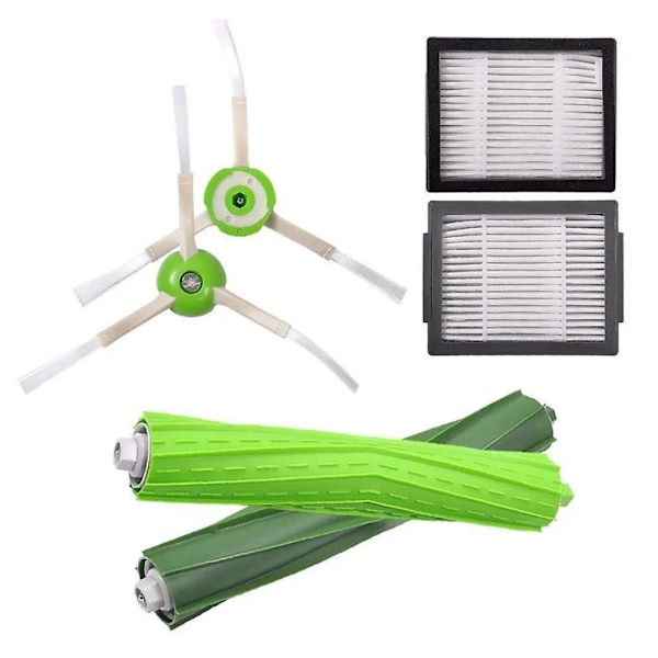 Robot Vacuum Cleaner Refill Kit, Dual Multi-Surface Rubber Brushes HEPA Filter Edge-Sweeping Brushes Front Wheel Replacement Parts