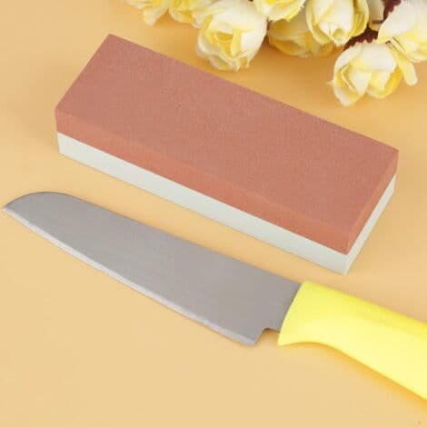 Double-sided Whetstone, Kitchen Knife Sharpener with Two Grit Sides (400 and 1500), Green, Red, Corundum Sharpening Stone