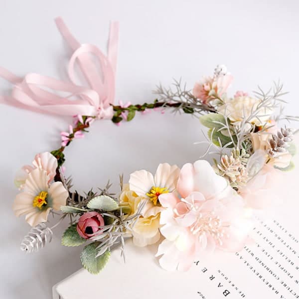 Handgjord blomsterkrans pannband blomkrans bröllopsfest hårband