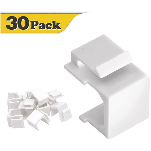 30-pak tomme jack-indsatser til vægplade og patchpanel - hvid
