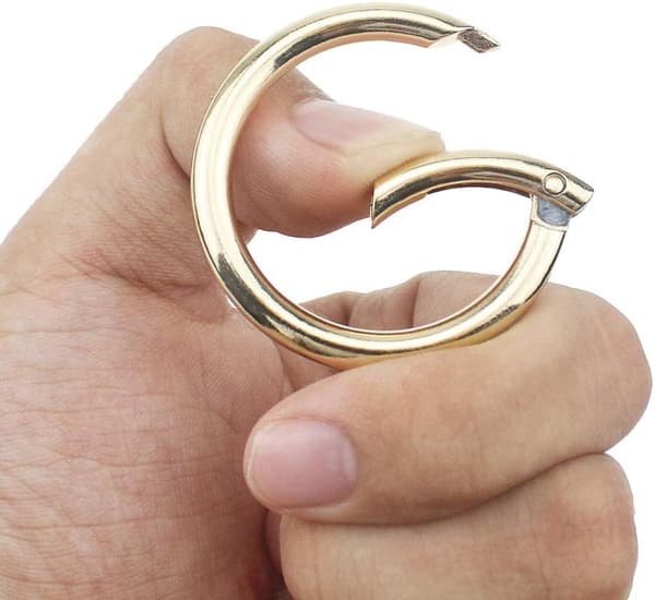 Karabiner Keyring, 6-pack, Gold, with Clips & Rings, for Climbing, Hiking, DIY