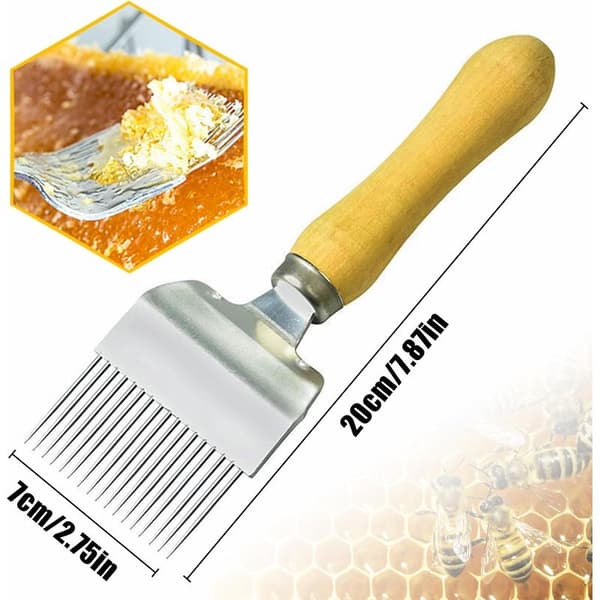 Honey Uncapping Fork, Stainless Steel Beekeeping Fork with Handle, Honeycomb Scraper for Honey Extraction, Perfect Hive Tool for Beekeepers