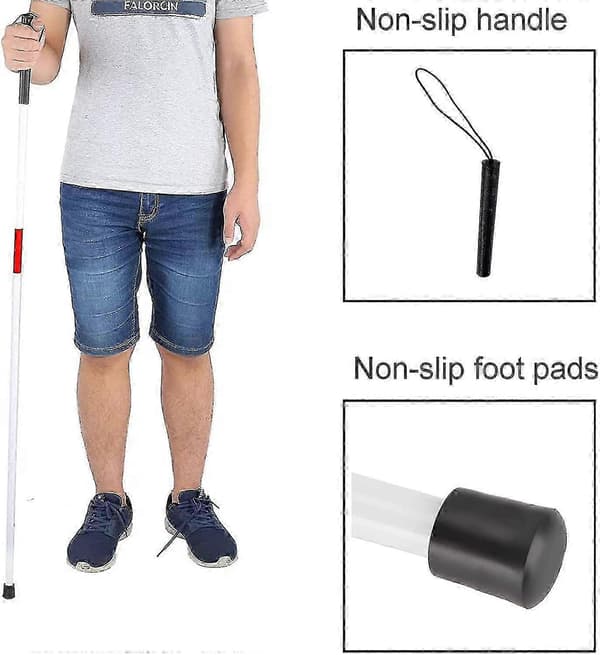 Blindestok, hvid stok, spadserestok til blinde, sammenklappelig blindestok