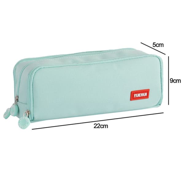 Stor pennal med 3 rom og stor kapasitet, cyan