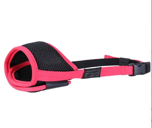 (S, Pink) Dog Muzzle Soft Adjustable Nylon Dog Muzzle, Anti-Bite