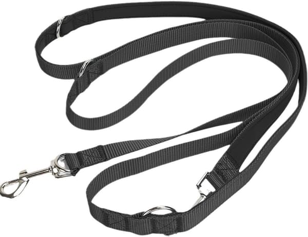 Handsfree Adjustable Dog Leash, 243 cm Double Handle Nylon Training Leash with Strong Clip for Walking, Running, Hiking, Black