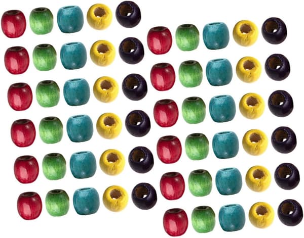 200 stk. store træperler i assorterede farver til dreadlocks, fletninger, hårextensions, DIY-tilbehør