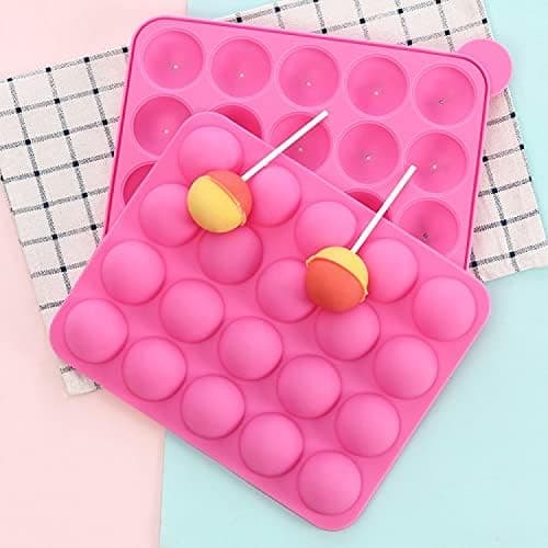 Silikon Kakeform 20 Hull Halvsirkelform Fest Cupcake Bakeform Cake Pop Pinneform, Paier med Pinne