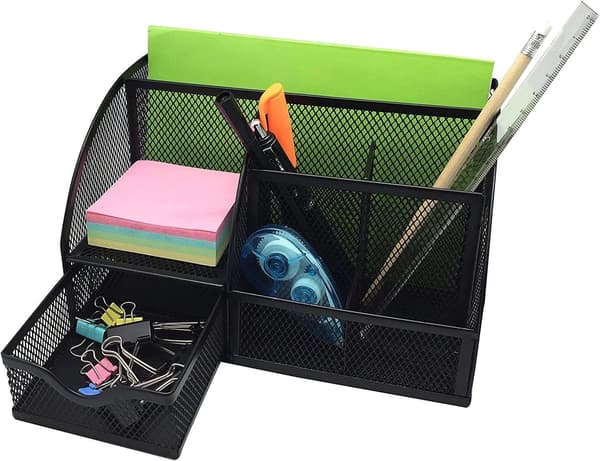 Desktop Organizer/Mesh Desk Storage/Pen Holder/Multifunctional Organizer - Black