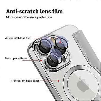 Magnetic Case with Card Slots for iPhone 16 Pro Max RFID Blocking Leather Cover Style H Style H