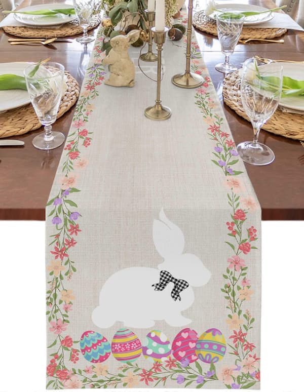 Easter Table Runners, Easter Bunny Tablecloths, Easter Home Egg Decoration - 13 x 36 inches (FMY)
