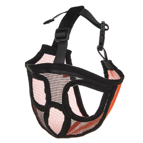 Mesh Dog Muzzle, Short Snout, Adjustable, Breathable, Bulldog Muzzle for Biting, Chewing, Barking, Dog Mask, Orange, M