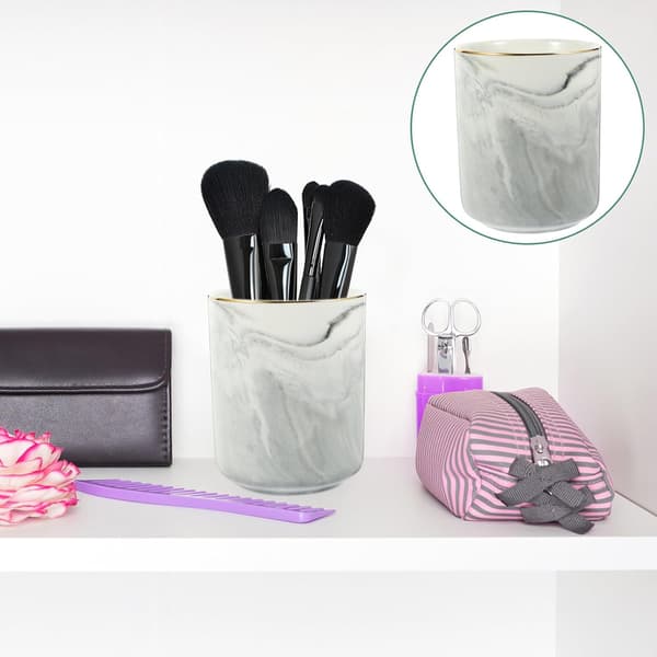 Ceramic Marble Pen Organizer and Brush Holder Multifunctional Desk Utensil Holder