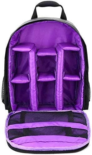 Camera Backpack Waterproof Shockproof Camping Bag - Small Purple Purple