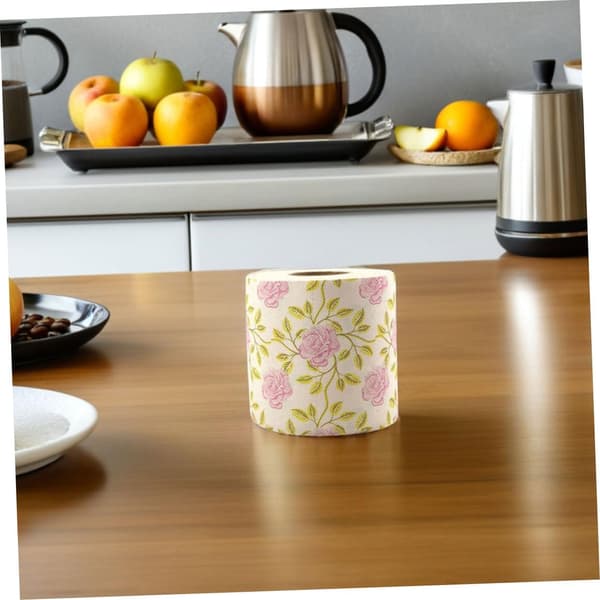 Printed Bamboo Pulp Toilet Paper with Floral Pattern, Bathroom Novelty