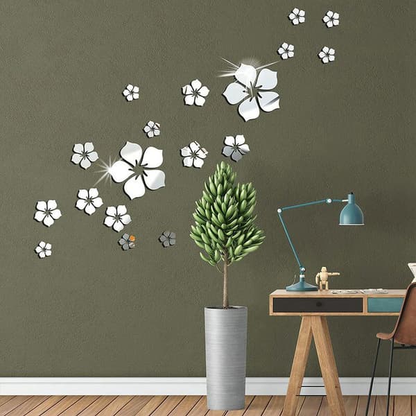 3D Crystal Floral Wall Decals, Removable Wall Stickers, Acrylic Wall Decals for Kids Room, DIY Decoration -3