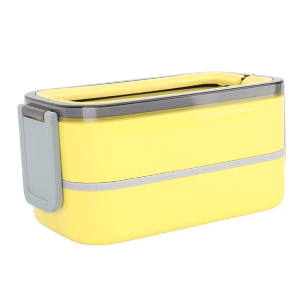Bento-bokser 2 lag 1400 ml matboks rustfritt stål isolering lekkasjesikre forseglede rom matbeholder for kontor gul