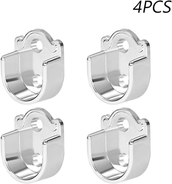 4-pakning Flangerade stangfester (19 mm), sinklegering gardinstangholdere