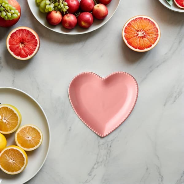 Heart-shaped ceramic plate pink microwave and dishwasher safe fruit bowl