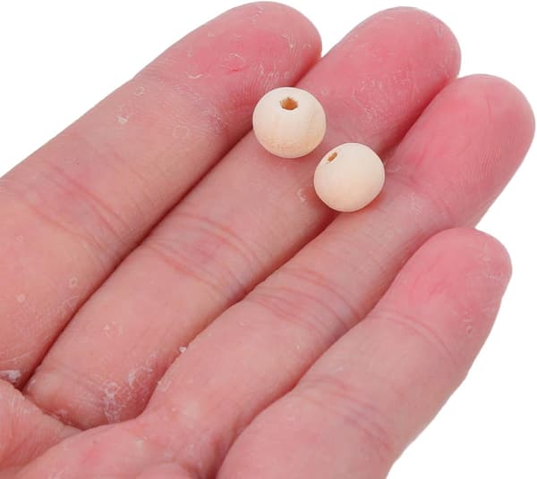 250 stk. 8 mm ubehandlede træperler med 2,5 mm hul – runde træafstandsstykker