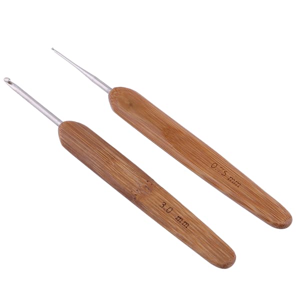 10 st Bambuhandtag Aluminium Virknål Stickning Sticka Nål Väv Garn Set