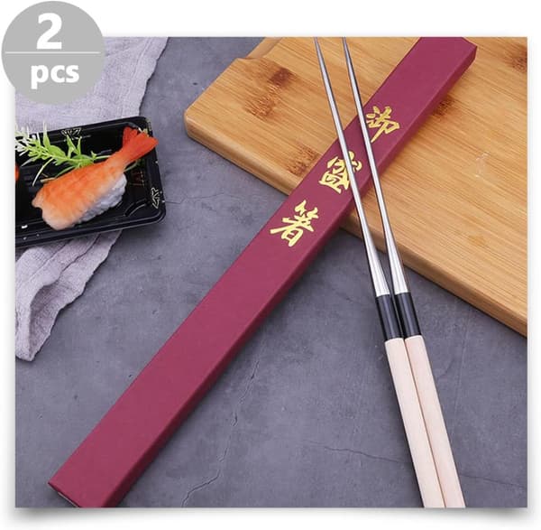 2 stk spisepinner i rustfritt stål for sashimi, sterk praktisk anvendelighet og enkle å rengjøre