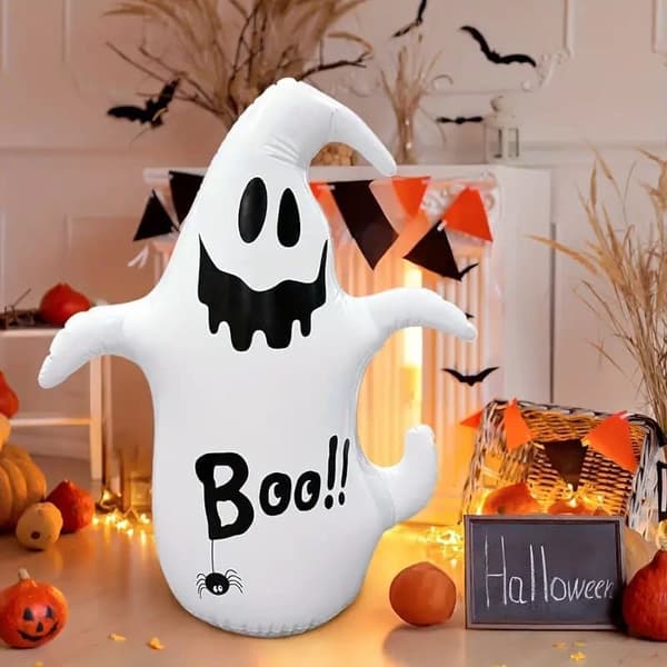 Oppustelig Halloween Dekoration Spøgelse med Græskar, Udendørs Havepynt, Bærbar og Sammenklappelig