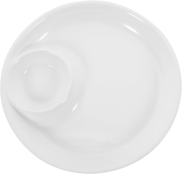 Ceramic serving platter with compartments and bowl for chips and dip, multifunctional and easy to clean