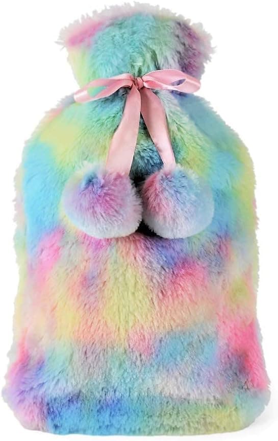 Rainbow Pattern Super Soft Fluffy Thermos and Lid for Water Refill