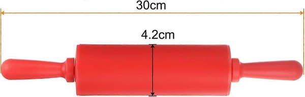 Silicone Rolling Pin for Baking 30 cm Non-Stick Rolling Pin Dough Roller for Dough Pizza Pastry Fondant Kitchen, Red