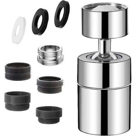 Sølv kranlufter – 360° roterbar – 2 luftemoduser – 30% til 70% vannbesparelse – Kompatibel med M22/M24