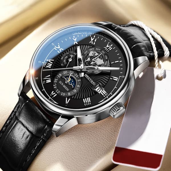 Automatic Watch – Luxury self-winding men's watch with date, luminous hands, and sapphire crystal