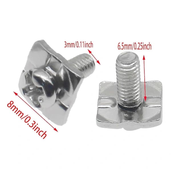32 Pieces Square Plate Terminal Screws M3 Terminal Block Screws with 8x8mm Square