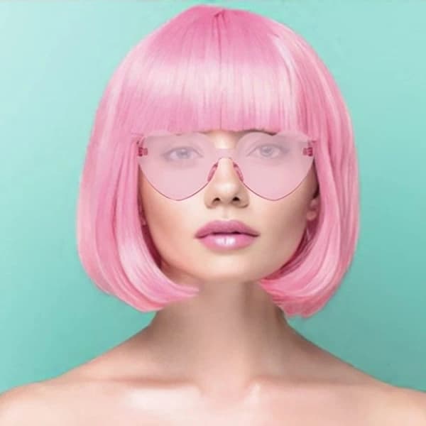 Barbie Rosa Peruk Kort Rak Bob Hår Högtemperaturfiber