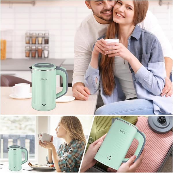 Travel Kettle Small, Portable Mini Camping Kettle, Fast Boiling, Compact Electric (Green)