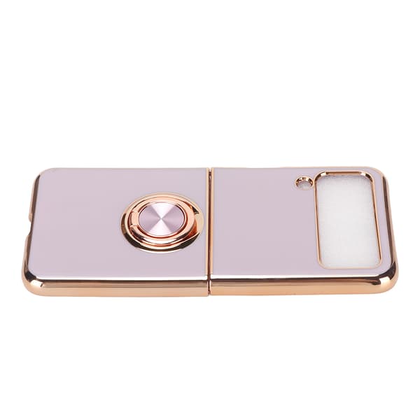 Smartphone Protective Case Car Magnetic Phone Case with 360 Degree Rotation Finger Loop Stand for Z Flip 3 Light Purple