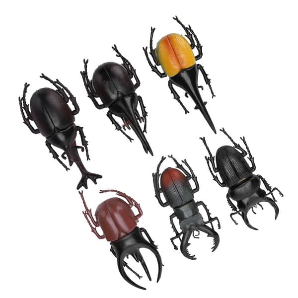 6 stk. simuleringsbille insektmodel Halloween trick rekvisitter giftfri PVC insektlegetøj (sort)